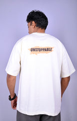 UNSTOPPABLE : Beige Oversized T-Shirt