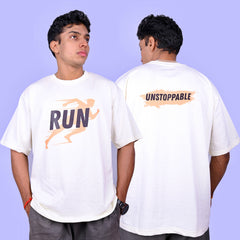 UNSTOPPABLE : Beige Oversized T-Shirt